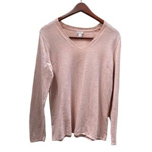 J. Jill V Neck Linen Blend Lightweight Sweater Top Women’s Size M
